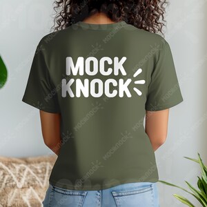 Gildan 5000 Military Shirt Mockup |  G500 Green T-shirt Mockup |  Green Back Model Mock | Casual Minimal Trendy Fall Boho Aesthetic Tshirt