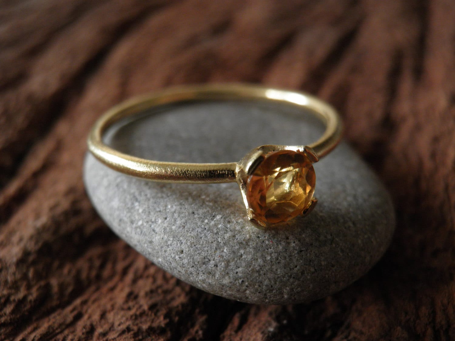 November birthstone stone ring Citrine Engagement 18K yellow Etsy
