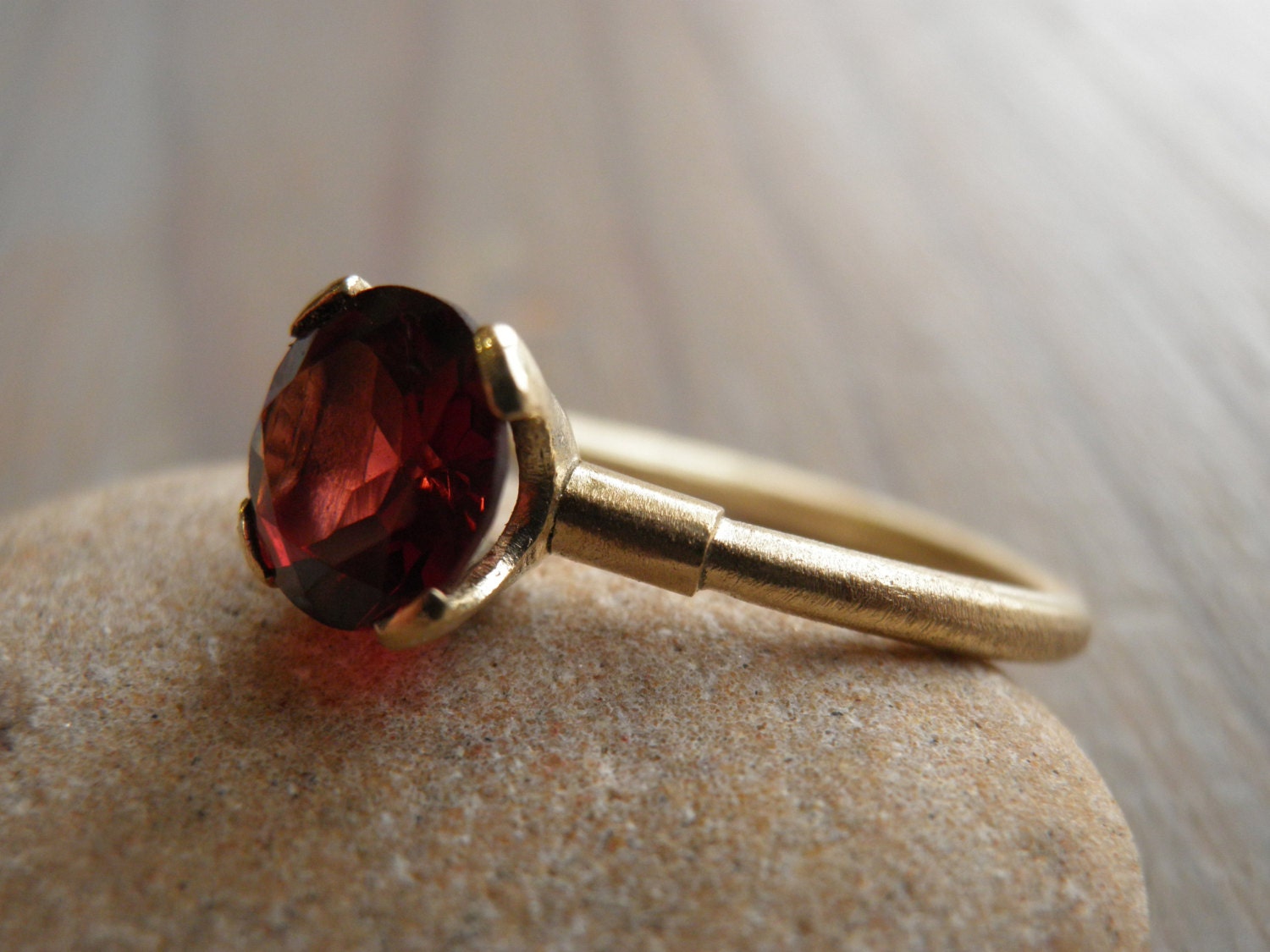 Engagement Gold Ring Red Minimalist Ring Vintage Inspired - Etsy