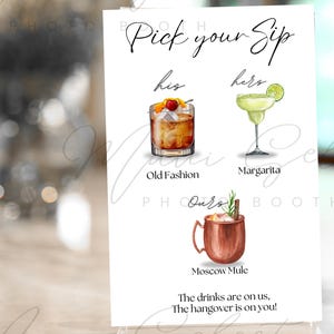 Minimal Wedding drinks menu signage