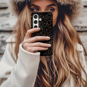 Sparkling Black and White Glitter Graphic Phone Case, Glam Phone Case, Glitter Gift For Her, iPhone 16 15 14 13 12 11 Pro Max Plus, Samsung