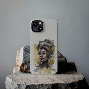 Black Woman Art Slim Phone Case: Afro Magic Design