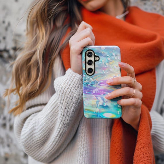 Iridescent Rainbow Phone Case: Sparkling Water Design
