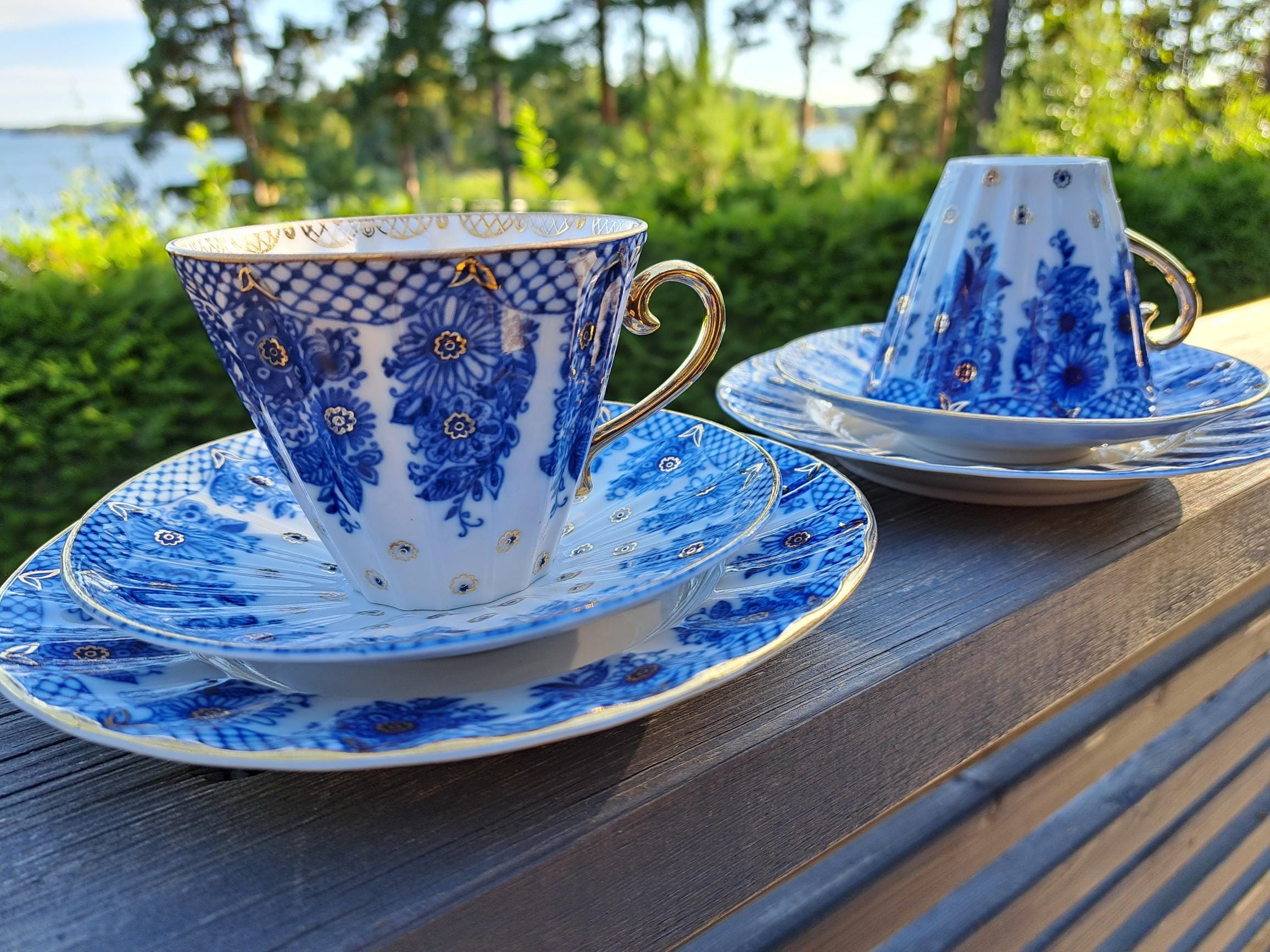 Lomonosov Cobalt Net Teacups - Etsy