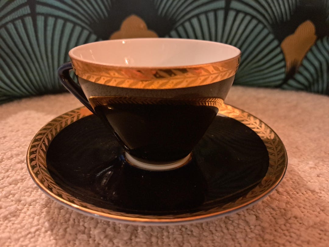 What Is Gilt Rim LOMONOSOV, Gilt Rim, One Coffee Cup and Saucer, Classic Blue and Gold ...