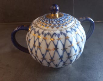 Lomonosov Cobalt Net Tea Trio: Vintage USSR Imperial Porcelain - Etsy