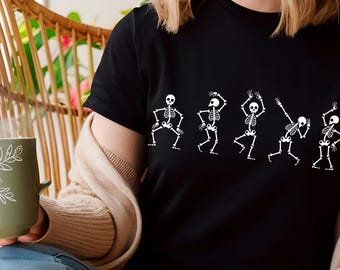 Dansande skelett Halloween-tröja | Halloween-skelett-tröja | Söt läskig säsong-tröja | Hösttröja | Söta dansande skelett | Danströja