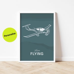 Love Flying Personalised Poster, Aviation Art, Airplane Wall Art, Pilot Gift, Present For Pilot,General Aviation, Aircraft Art, DA 40
