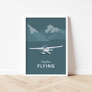Seaplane Flying, Airplane Wall Art, Aviation Poster, Seaplane, Present For Pilots, Gift For An Aviator, Travel Poster, Aircraft Art