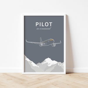 Pilot In Command Airplane Wall Art, Aviation Poster, Aircraft Wall Decor, Pilot Gift, Present For Pilot, Flight Sim Enthusiast, Aircraft Art