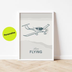 Love Flying Personalised Poster, Aviation Art, Airplane Wall Art, Pilot Gift, Present For Pilot,General Aviation, Aircraft Art, DA 40