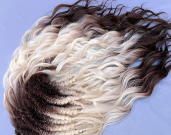 Brown Blonde Ombre Dreadlock Extensions | Long Loose Ends | Wavy Ends Dreadlocks