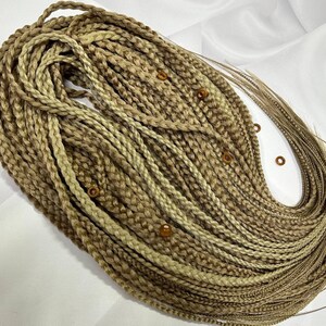Extensions Synthetic dreadlocks warm blonde: double-sided dreadlocks natural look, full set of bogo mix texture braids.Handmade dreadlocks