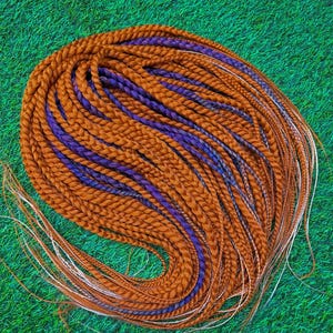 Ginger Bronze Synthetic Double Dreads/Natural Looking Red Dreads/Volumetric Textured Dreads, Braids, Twists/Handmade Purple Dreads