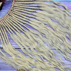 Dreadlocks extensions warm blonde natural hair/Dreadlocks from real human blonde hair/One-sided dreadlocks 50-55 cm from white human hair