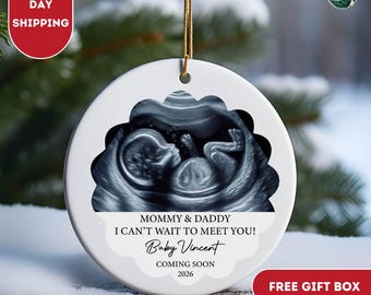 Ultrasound Photo Ornament • Pregnancy Announcement Ornament • Baby Coming Soon Gift • Custom Sonogram Keepsake • Expecting Parents Gift