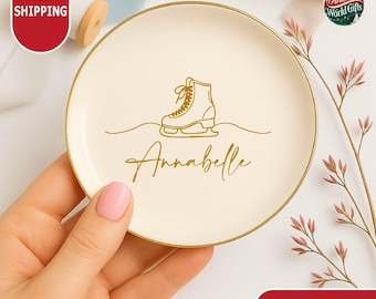 Customized Ice Skating Ring Dish, Figure Skater Jewelry Tray, Custom Name Gift for Girls, Ice Skate Trinket Dish , Skating Coach Gift