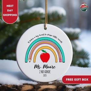 Personalized Teacher Ornament, Teacher Christmas gift, Christmas tree ornament, Teacher ornament, Teacher Keepsake,Holiday Gifts for Teacher