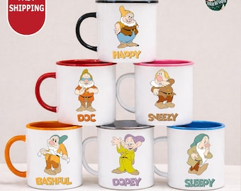 Funny Seven Dwarfs Mug, Disney 7 Dwarfs Mug, Family Matching Mugs, Office Team Mug, Coworker Gift, Office Worker Mug, Funny Team Mug