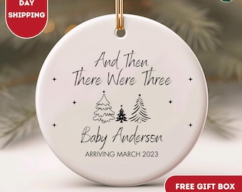 Then There Were Three Expecting Pregnancy Christmas Ornament, Last Xmas As Two, New Baby Announcement, Gift for New Parents