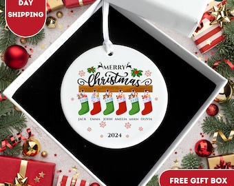 Family Ornament, Family First Christmas Ornament, , Family of Six Christmas Ornament, Personalized New Baby's First Christmas Ornament