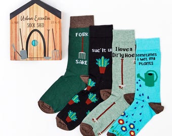 Unisex Gartenhaus Socken Geschenkset | Geschenk | 4 Paar | Baumwollreiche Socken | Premium Geschenk