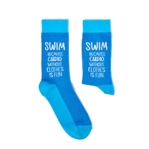 Unisex Swim Because Cardio Without Clothes Is Fun Socks | Fun | Gifts | Cotton Rich | 1 Pair | Socks