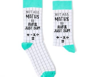 Unisex Not All Maths Is Awful Just Sum Socks | Gifts | Cotton Rich | 1 Pair | Socks