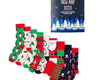 Unisex Advent Socks Gift Set | Gift | 9 Pair | Cotton Rich Socks | Premium Gift