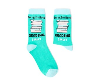 Ladies Sorry I'm Busy Reading Smut Socks | Cute | Rude | Funny | Cotton Rich | 1 Pair | Socks