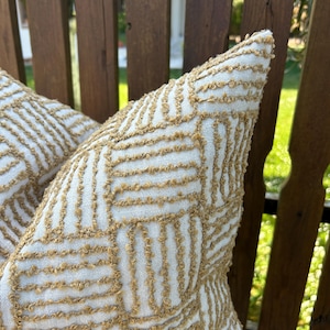 Mustard Gold and Ivory 100% Soft Cotton Decorative Throw Pillow Cover,  Modern Stripes Pillow, Lumbar Accent for Bedroom Decor