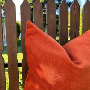 Orange Chenille Pillow Cover for Couch or Bed, Solid Color Decorative Cushion Case, Euro Sham or Lumbar Pillow, Cozy Accent Pillowcase