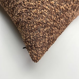 Rustic Brown Tones Textured Pillow Cover, Cozy Bouclé Cushion Cover, Soft Plush Home Decor Accent, Earthy Brown Lumbar or Euro Pillow Sham