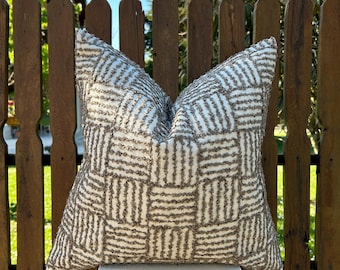 Boho Throw Pillow Cover, Textured Geometric Tufted Woven Cushion