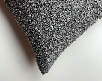 Gray Boucle Pillow Cover, Teddy Cushion Cover Boucle Look, Sherpa Throw Pillow, Grey Modern Pillow Sham, Minimalist Pillow for Couch