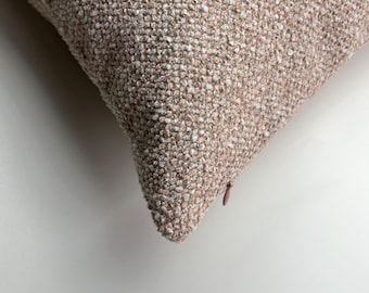Beige Pink Tweed Pillow Cover, Modern Neutral Cushion, Euro Sham