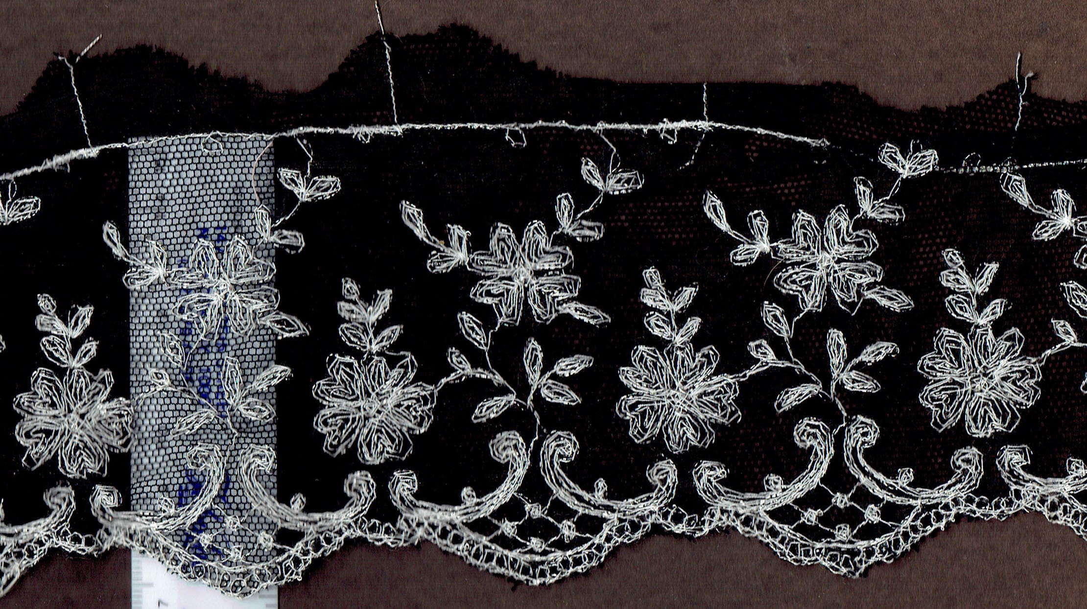 Delicate Black Lace with Silver Foil, In Three Widths, Made in Spain