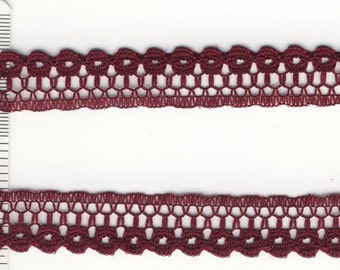 0.5 inch wide baby Burgundy (Yellow, Ivory or black)  lace trim 30 yds         (D623)