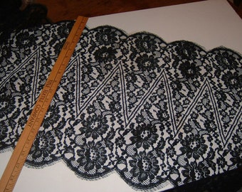 Antique ( Vintage) BLACK galloon lace trim 16 inches wide