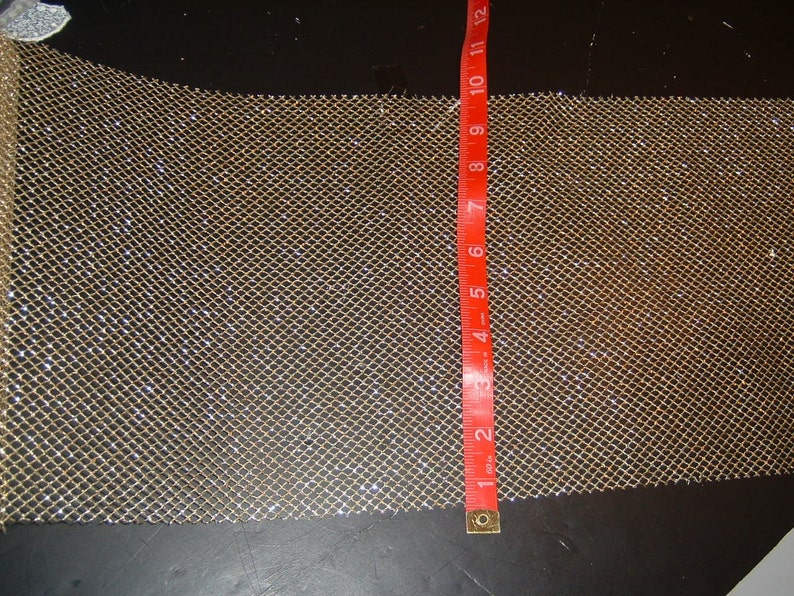 Gold Mesh fabric 9 inches wide 5 yds in length image 1