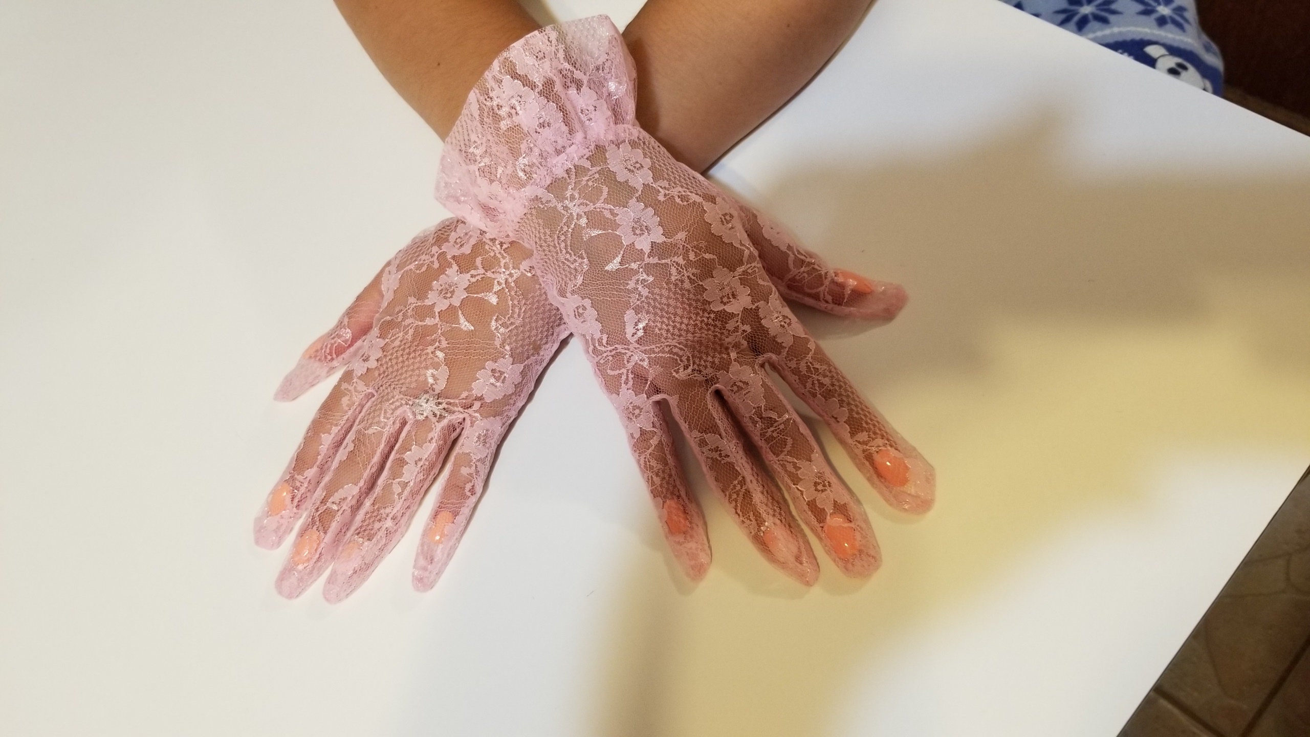 Pink cheap wedding gloves