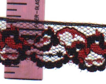 1 inch wide Black and Red lace trim 25 yds (3304)