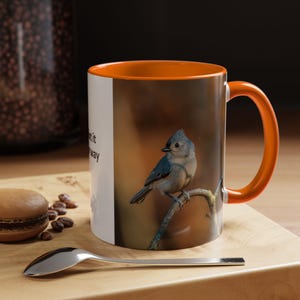 Accent Coffee Mug with Bird - Tufted Titmouse, Nature Lover Gift, Birdwatcher Coffee Cup, Home Decor, Morning Brew, Unique Ceramic Mug