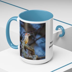 Accent Coffee Mug with Bird - Red Bellied Woodpecker, Personalized Gift for Coffee Lovers, Nature Enthusiast Mug, Bird Lover&#39;s Mug