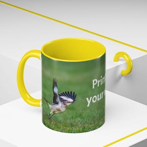 Customizable Accent Coffee Mug with Bird - Northern Mockingbird, Personalized Gift, Bird Lovers Mug, Unique Home Decor, Office Coffee Mug