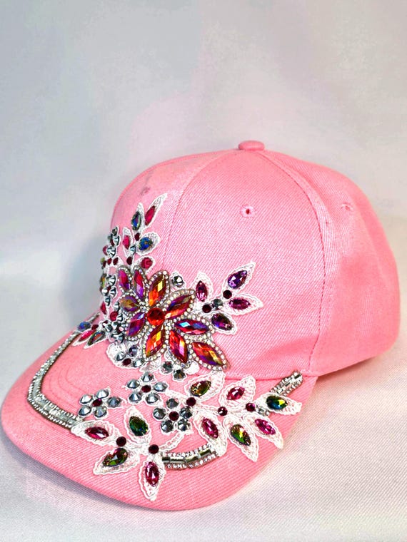 Rhinestone Bling Accented Baseball Cap Navy Blue Ladies Bling Shiny Rhinestone Accented Streetwear  main image 3