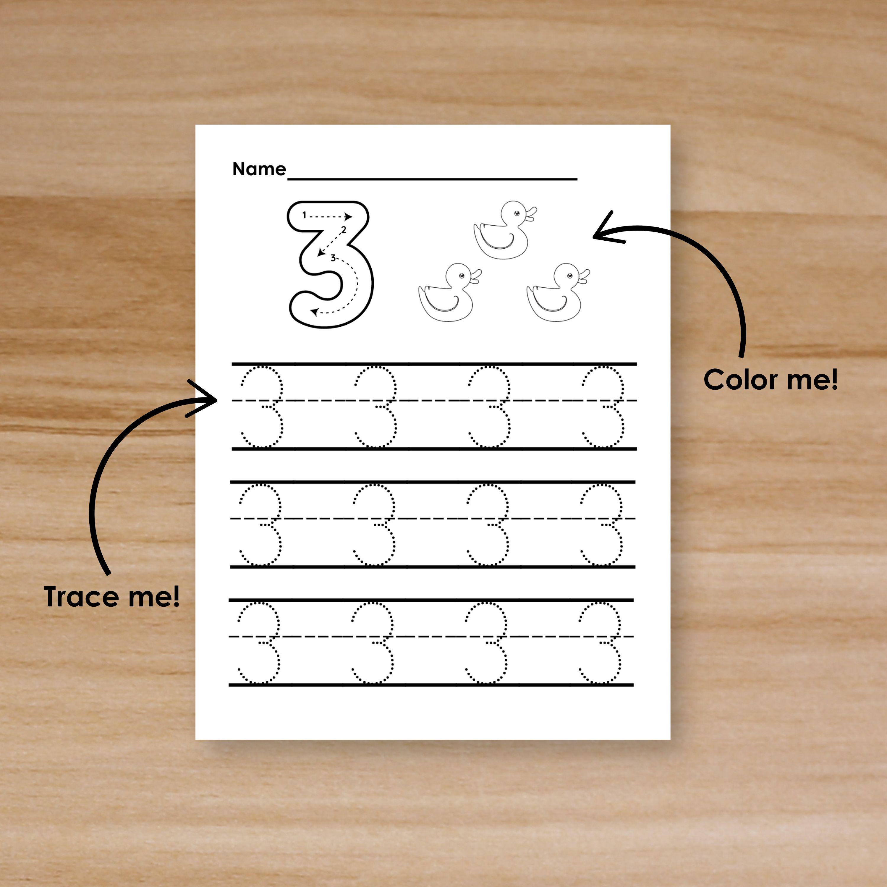 Number Tracing Printable Worksheets for Prek Handwriting Practice ...