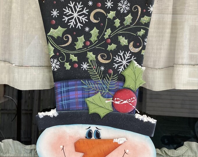 Snowman Door Hanger, Farmhouse and Country Decor, 11-3/4x7-1/2x1/4 ...