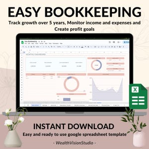 Small Business Bookkeeping Template, Excel Bookkeeping Spreadsheet, Business Expense Tracker, Sales Tracker Accounting Income Tracker