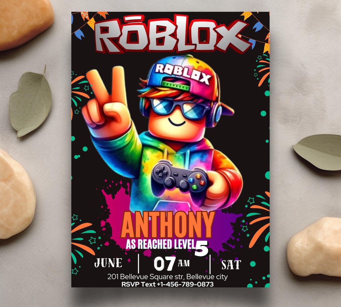 Editable Roblox Invitation, Roblox Invite, Gamer Party Invite, Roblox ...